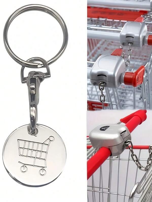 2/5pcs Shopping Trolley Keychain Funny Metal Key Ring Purse Bag Backpack Car Key Accessory Gift For Women Men