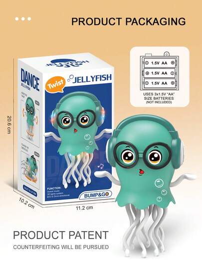 1 caja Juguete eléctrico de pulpo bailarín - Robot de evasión de medusa automático con ruedas de 360°, luces LED y música dinámica, juguete mascota interactivo para que los niños alivien el estrés, mejor regalo de cumpleaños/Navidad para niños y niñas