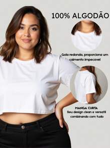 Cropped Plus Size Feminina Casual Moderna Estilosa para o Dia a Dia Estampa New York Athletics