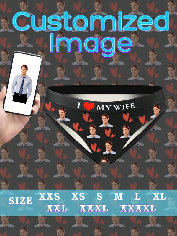 High-Rise Women's Briefs With Your Photo Design - Smooth Waistband Stays Flat Under Clothes, Durable Digital Print Technology, Thoughtful Boyfriend Surprise Gift For Valentine's Day,1pc