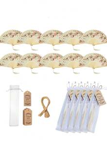 4/20/40pcs Per Set, White/Pink Wooden Folding Fan, Creative Romantic Design For DIY, Gift Set, Bridesmaids Handheld Folding Fan For Bridal Shower Decoration, Perfect Wedding Gift And Party Accessory For Parties And Events, Folding Fan For Women - Multicolor - View 2