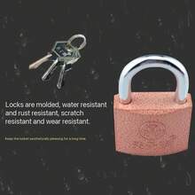 1 件铜芯防水优质彩绘实心挂锁 - 粉色，适用于户外主门、防锈、防盗、宿舍、车库、笼子、栅栏、仓库、橱柜通用锁