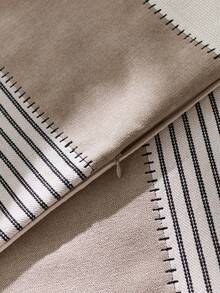 1 件阳离子编织粗花呢枕套，纯色四季可用，简约现代，浅莫兰迪色，适用于沙发卧室阳台飘窗户外，无枕芯，秋季装饰，秋季装饰，房间装饰 - 黑色 - 查看 5