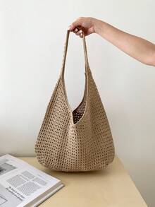 This Large-Capacity Foldable Armpit Shoulder Bag Features A Hollow-Out Design And Is Available In Multiple Colors-Red, Apricot, Khaki, Green, And Black-Perfectly Combining Style With Functionality. While The Versatile Design Can Double As A Shopping Bag Or Travel Bag To Meet Daily Use Needs.