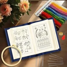 [刺绣入门套件] 刺绣图样书 + 针线活指南 + 缝纫教程手册 | DIY 工艺材料套件（含缝纫工具）（适合初学者）