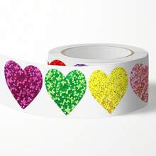 500张全息激光爱心涂鸦贴纸，1英寸彩虹全息爱心形状，适合日常使用、节日、派对、婚礼装饰、情人节、信封礼物DIY包装装饰、教师奖励、PVC贴纸、学习用品、返校剪贴簿用品、趣味贴纸、笔记本电脑贴纸、Kindle手机贴纸 - 彩色 - 查看 7