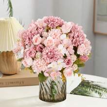 1 Pieza Flores artificiales de peonía de seda Ramo de hortensias para decoración de boda DIY, material para corona, flores para sujetar en la muñeca, en el pecho, en la cabeza, decoración para el auto de bodas, decoración de arco del dintel, para decorar el hogar, el comedor, el dormitorio, floreros, materiales de decoración para fiesta de cumpleaños, regalos para el Día de San Valentín y Año Nuevo