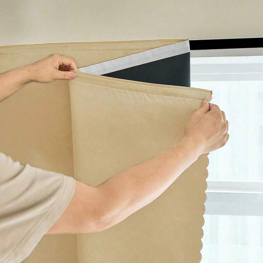 1pc 100% Blackout Window Curtain, Self-Adhesive Temporary Curtain Easy To Install, Suitable For Bedroom, Kitchen, Window Curtain