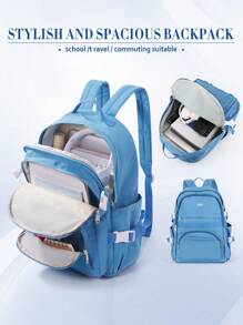 Mochila Escolar Leve, Mochila Escolar Universitária para Ensino Médio e Fundamental para Meninos e Meninas, Mochila para Laptop de Até 15,6 Polegadas, Mochila de Viagem para Meninos e Meninas, Mochila Casual para Dia a Dia, Viagem de Avião, Trabalho, Bolsa de Academia para Caminhada e Acampamento Ao Ar Livre