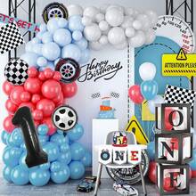 Two Fast Birthday Decorations Race Car Party Supplies For Racing Balloon Garland Arch Kit Blue Red White Latex Balloons And Wheel Checkered Foil Balloons 1 2 3 4 5 6 7 8 9 Years Old Birthday Decor - Color Mixing - View 7