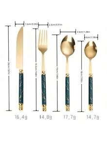 Christmas 24 Piece Set Of Double Bead Marble Patterned Tableware With Storage Rack, 410 Stainless Steel Tableware Knife, Fork, Spoon Set, Light Luxury Nordic Style Tableware, Suitable For Home Kitchens, Restaurants, Hotels, Holiday Gifts Home Decor New Year Gift - Multicolor - View 7