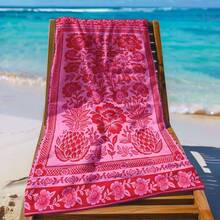 1 pieza Toalla de playa con patrón floral de dibujos animados, de tela de microfibra suave, que proporciona protección solar, esencial para viajes y playa - Multicolor - Ver 7