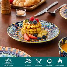 vancasso 12 Pieces Porcelain Dinnerware Set, Multicolour, Dinner Plate, Dessert Plate And Bowl Set For 4 Person, Polychrome, Ceramic Stamping In Bohemian Style - Multicolor - View 4