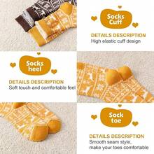 SISOSOCK 5 Pairs Fuzzy Soft Cozy Fluffy Socks Women, Casual Thick Plush Comfy Sleep Socks, Warm Winter Gifts Women - 多色-s1-1 - 查看 3