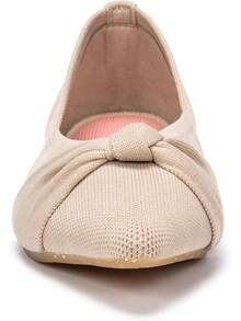 Womens Flat Shoes Classic Pointed Toe Flats Knitted Dress Shoes Soft Comfortable Dressy Flats Women - 裸體 - 查看 7
