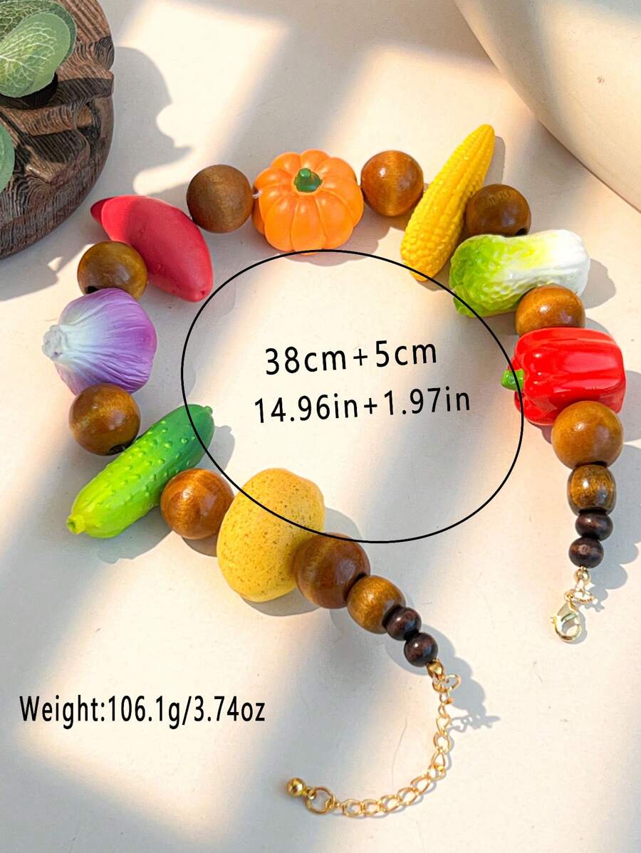 1pc Charming Vegetable Shaped Unique Design Colorful Women Necklace, Suitable For Vacation, Party, Minimalist Outfit Accessories