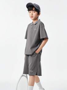 Balabala Conjunto de dos piezas de manga corta para niños y niñas, pequeños y mayores, ropa de verano sencilla y casual