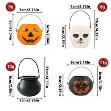 6 Pieces Of Halloween Plastic Smiling Pumpkin Bucket Venue Decoration Props, Ghost Pumpkin Bucket, Pumpkin Light Decorations - Multicolor - View 4