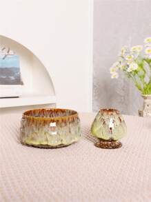 复古陶瓷抹茶碗、茶搅拌器架套装