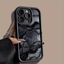 Funda de Teléfono con Patrón de Mármol, Textura Mate, Diseño de Ojo de Cielo, Ajuste Cómodo, Apta para iPhone 16/16PRO/16PLUS/16PROMAX/15/15PLUS/15PRO/15PROMAX/14/14PLUS/14PRO, Regalo para Amigos, Novias, Novios, Familia - Negro - Ver 4
