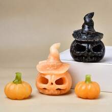CUPIDCRYSTAL Natural Crystal Carved Pumpkins, Perfect Halloween Gifts, Flame-Shaped Pumpkins, Hollowed-Out Designs, Home Decoration Ornaments.Meditation Stone Crystals And Stones Suitable For Decorating Home Altars
