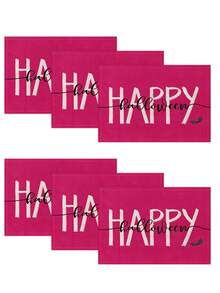 4pcs/6pcs/60pcs Halloween Placemats, Pink Pumpkin, Spider Web, Skull, Bat & Letter Linen Placemats, Dirt-Resistant For Home, Restaurant, Dining Decoration - Multicolor - View 21