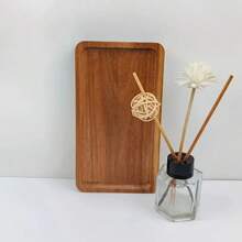 1pc Mimosa Wood Rectangle Serving Tray, Cheese Board Platter For Bathroom Decor, Party Use, Natural Wood Grain Design