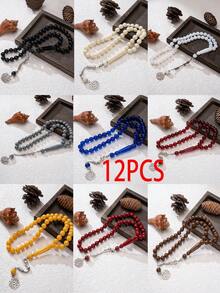 45 piezas de cuentas de oración musulmanas/Tasbih de 10 mm de acrílico con borlas, decoración del hogar - Multicolor - Ver 13