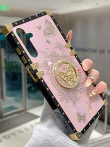 Aurora Bracket Phone Case Compatible With IPhone 11/12/13/14/15 Pro Max, Galaxy S24/S23/S22/S21 Ultra, A13/A14/A22/32/34/52/53/54/72/73/24, Z Flip 6/5/4/3 - Pink - View 5