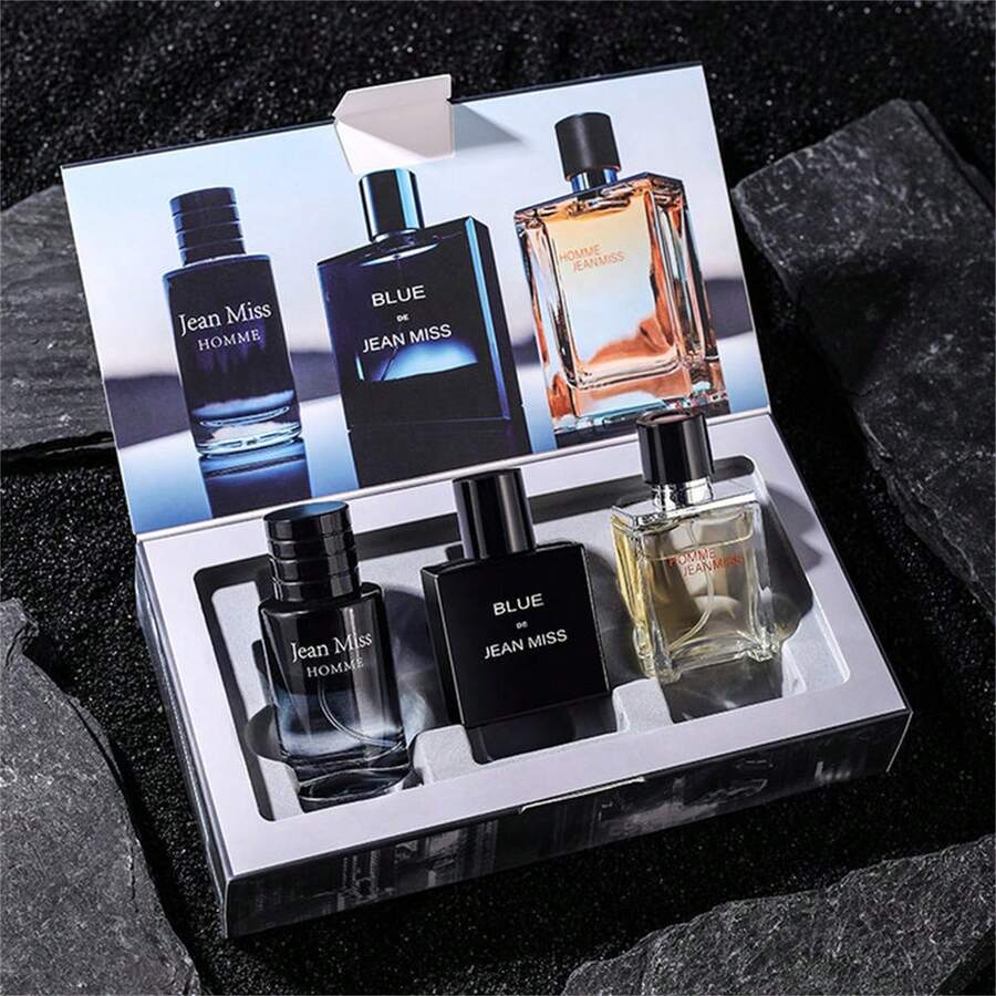 Men's Perfume Gift Box 3-Piece Set Of Cologne, Fragrant Sea, Foreign Fragrance, Wood Fragrance Combination Package, High Cost Performance, Can Be Used As A Gift Companion Gift For Friends, Family And Colleagues 90ml - 清新香調 - 查看 1