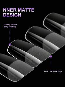 100 móng giả acrylic mờ ngắn hình vuông, móng nối giả bằng gel mềm, phụ kiện làm móng. - Trong sáng - Xem 3