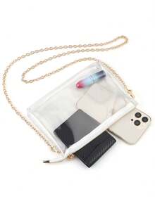 Women's Clear Crossbody Bag Stadium Approved PVC Purse Zipper Transparent Shoulder Bag For Outdoor Activities, Concerts & Sports Events - 金色 - 查看 3