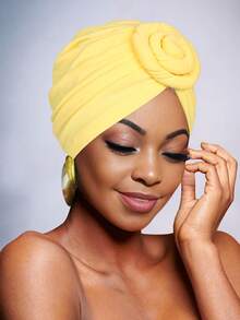 Awegeo 女士纯色头巾，带装饰细节 - 休闲时尚头巾，适合居家和日常佩戴 - 彩色 - 查看 10