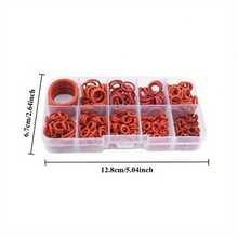 351 件硅胶 O 型圈密封垫圈套装，耐油耐热圆形橡胶组合，适用于汽车、管道和水龙头，10 种尺寸，工业液压、气动和水管密封件，55D 硬度，合成橡胶 - 紅色 - 查看 8