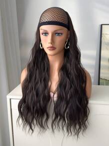 Clips In Hair Extensions 7 Pcs Hairpieces Brown Color 24 Inch Long Natural Wavy Wave Heat Resistant Fiber Synthetic Hairpieces For Women Party Daily Used