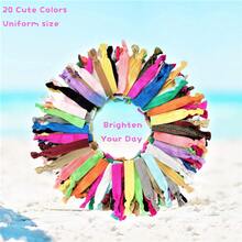 79STYLE 100Pcs No Crease Hair Ties Women Fabric Hair Ties Cloth Ribbon Hair Scrunchies Knotted Ponytail Holders Yoga Twist Flat Hair Bands Bulk Elastic Hair Ties Bracelet Grils (Mutil-20Colors)Valentine's Day WAEX - 黑色 - 查看 5