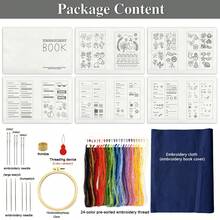 [Embroidery Starter Kit] Embroidery Pattern Book + Needlework Guide + Sewing Tutorial Handbook | DIY Craft Materials Kit With Sewing Tools (For Beginners)