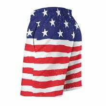Men Swim Trunks Quick Dry With Lining And Pockets Beach Shorts  ,Retro American Flag High-Elastic Soft Fabric Beach Pants, Perfect For Summer Outdoor Sports Surfing Gym And Outdoor Activities - 紅色 - 查看 5