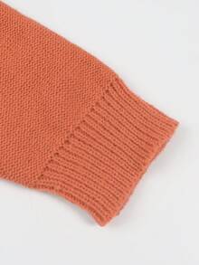 ii Casual Loose Metal Button Knit Cardigan - Orange - View 9