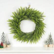 Couronne de pin de Norfolk pour la porte d'entrée, couronne de pin de Norfolk au toucher réel, couronne verte artificielle réaliste, décoration de vacances pour la décoration de la maison