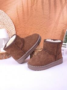 Autumn/Winter New Kids Snow Boots, Mid-Large Children Flat Shoes, Plush Thick Sole Boys Warm Boots, Toddler Short Booties - Coffee Brown - View 7