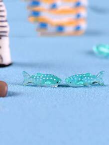 10/20 piezas Mini figuras de resina de tiburón, pequeñas esculturas de arte con diseño de lunares, adecuadas para acuarios y decoración de paisajes en miniatura, decoración del hogar, azul con diseño de lunares, regalos de Pascua