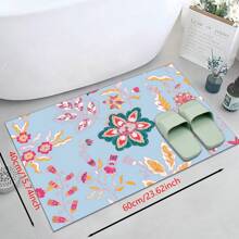 1 pieza, Decoración para el hogar, Alfombra, felpudo o tapete de cerámica de diatomita con patrón floral vintage impreso, antideslizante, rectangular con impresión 3D, apto para sala de estar, dormitorio, pasillo, baño, lavandería - Alfombras de poliéster, aptas para decoración de interiores y exteriores del hogar