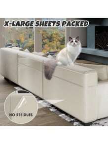 1 Roll Thick Clear Sofa Protective Film - Anti-Cat Scratch, Waterproof, Easy To Peel And Cut, No Residue Self-Adhesive, Suitable For Furniture, Walls, Marble Tables And Kitchen Countertops - Clear - View 6