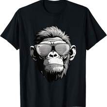 Cool Monkey Graffiti Art Sunglasses Street Style T-Shirt - black28 - View 1