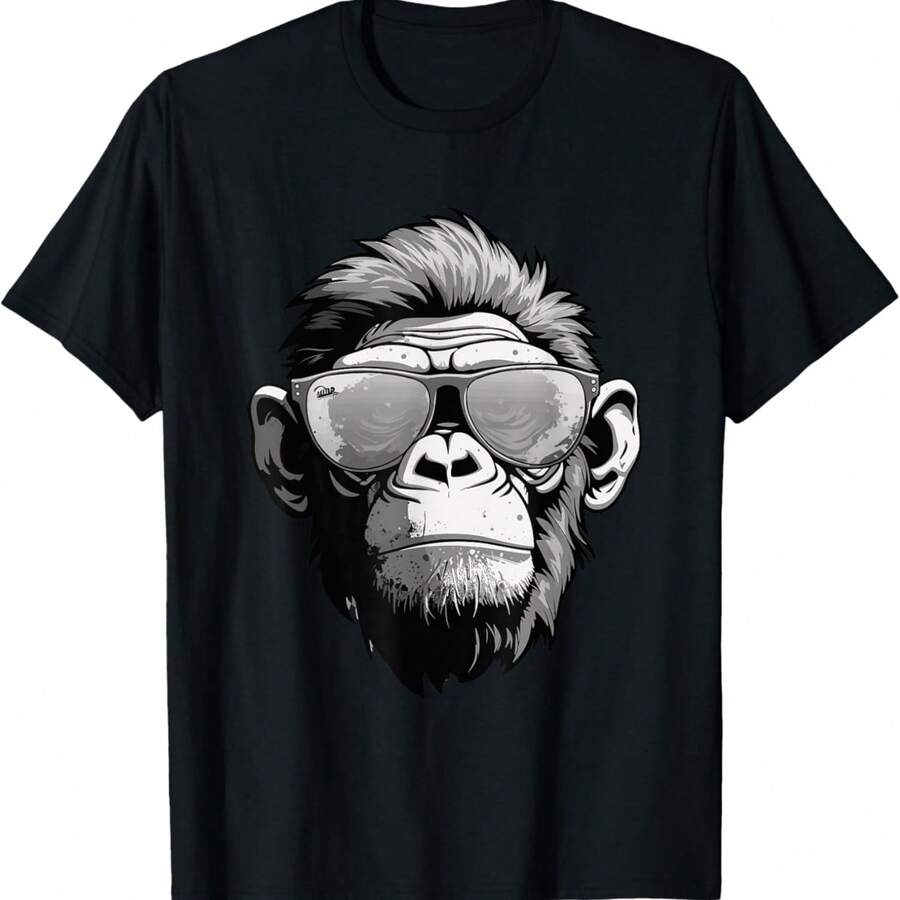 Cool Monkey Graffiti Art Sunglasses Street Style T-Shirt - black28 - View 1