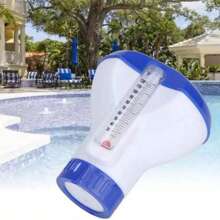 2 piezas Termómetro de piscina flotante, dispensador de cloro flotante, de gran capacidad y liberación ajustable, pastillas para piscina de 5 pulgadas, esenciales de playa, accesorios de playa