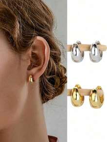 S925 Sterling Silver 14K Gold Plated Hypoallergenic Waterdrop Small Huggies Hoop Earrings For Women Girls Everyday Wear
