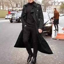 2025 Men's Mid-Length Windbreaker European And American Men's Long Coat - 卡其色 - 查看 3