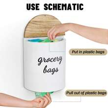 Rustic Grocery Bag Holder, Wall Mount Plastic Bag Holder Organizer With Lid, Farmhouse Bag Holder For Plastic Bags, Trash Bag Dispenser Organizer For Home & Kitchen Organization And Storage - trắng - Xem 3